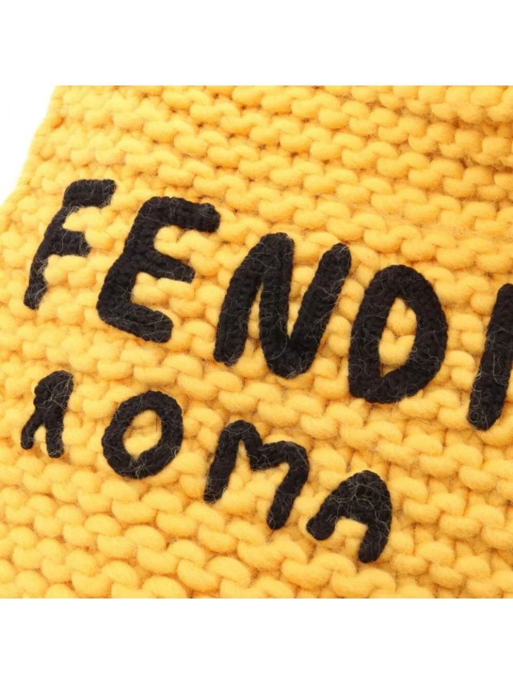 Fendi Scarf Logo Logie Yellow Gray Wool